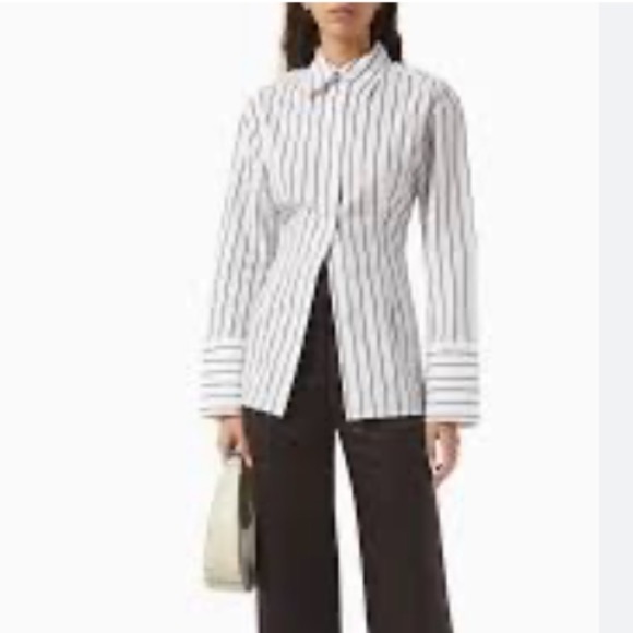 Day Birger et Mikkelsen Julia Modern Stripe Blouse Top Bright White  Brown - Picture 16 of 16